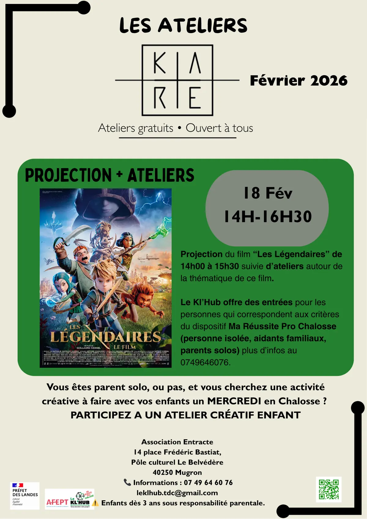Les ateliers du Kare - Projection du film Les Légendaires et ateliers