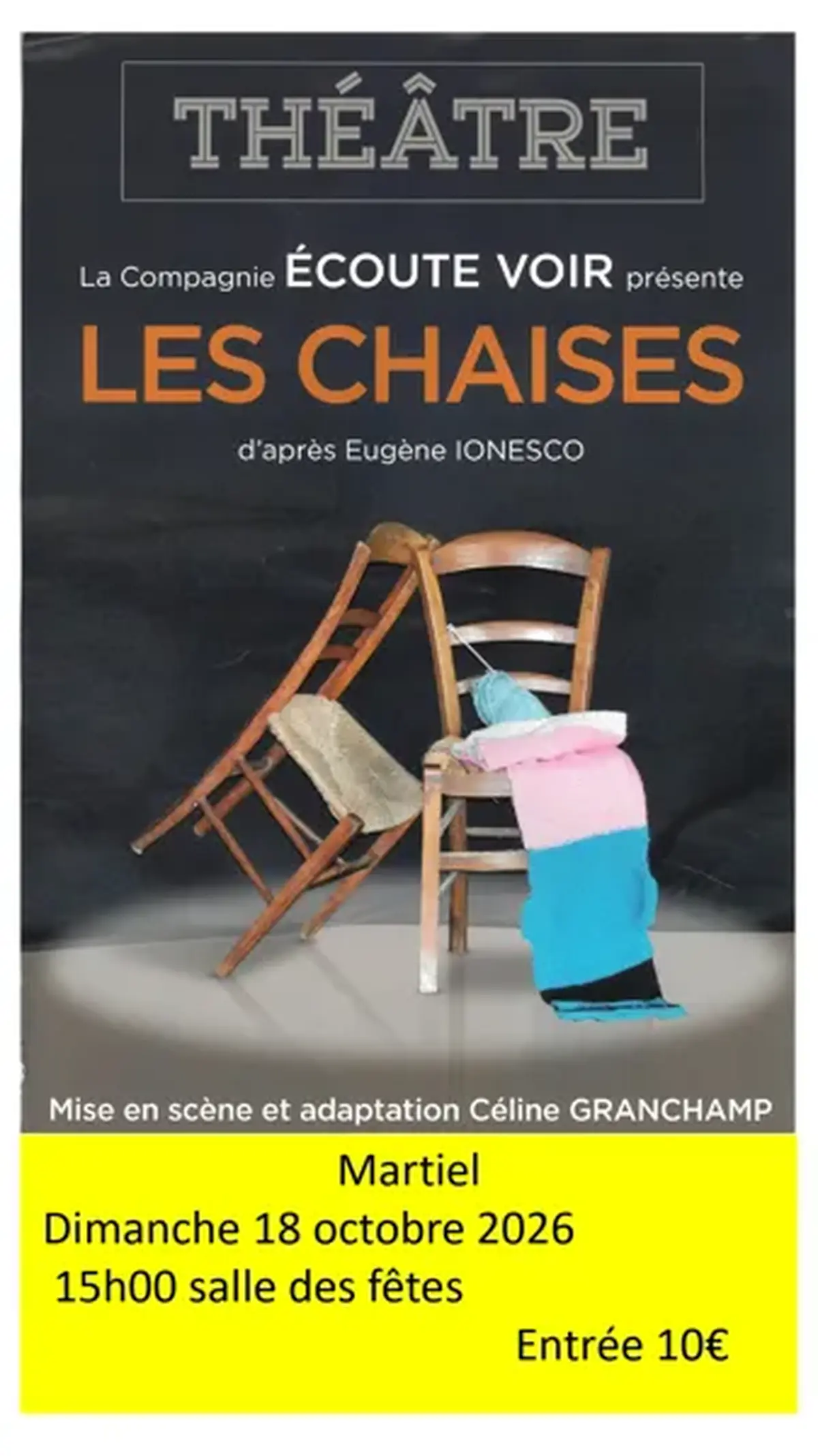 Les chaises - spectacle de théâtre de la Cie Écoute Voir