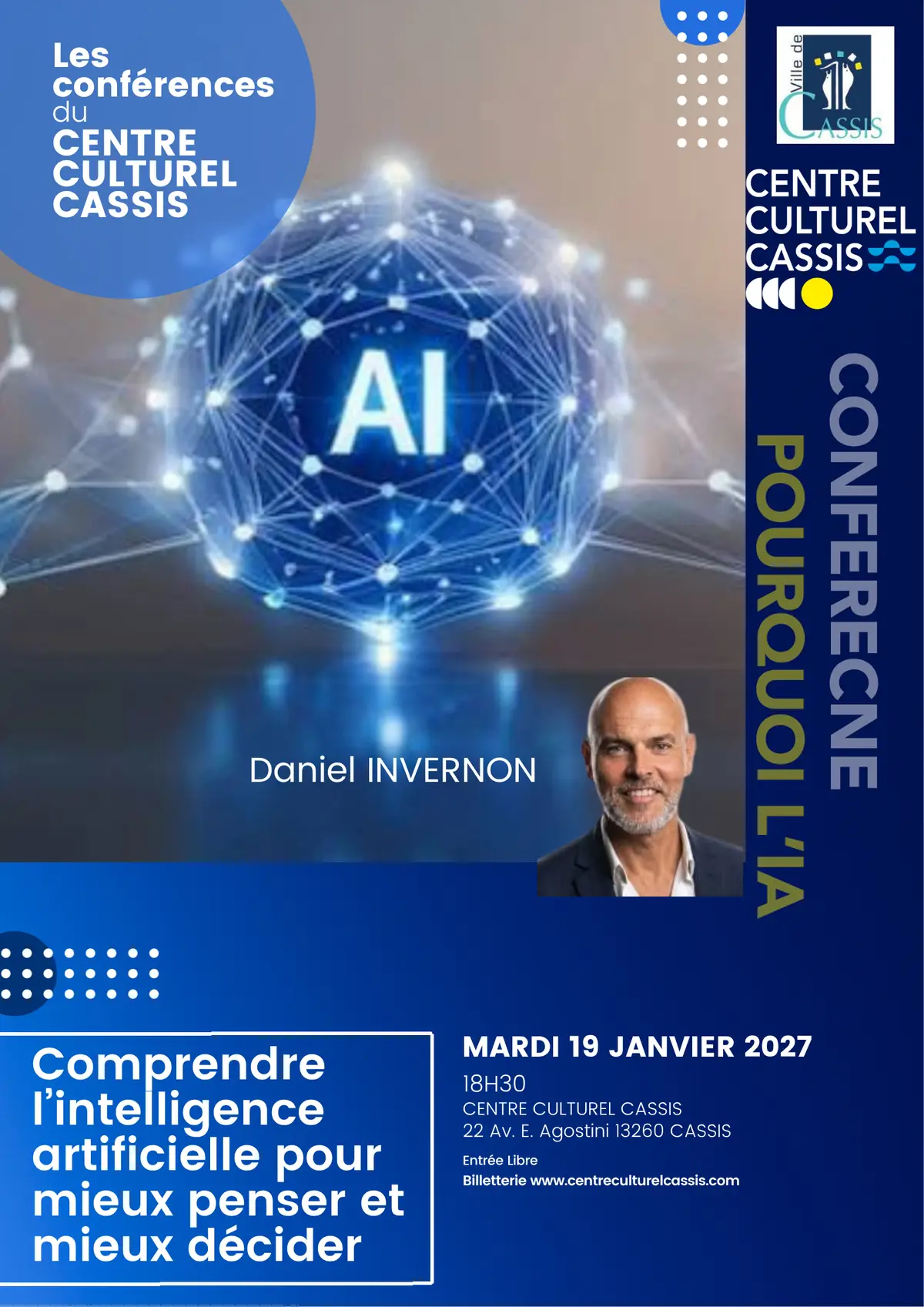 Les conférences du Centre Culturel Cassis - Comprendre l'IA pour mieux penser et mieux décider