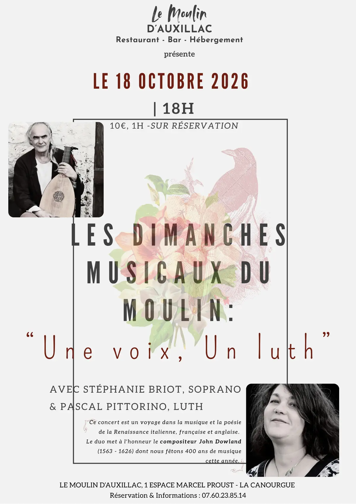 Les Dimanches Musicaux Du Moulin : Une Voix Un Luth