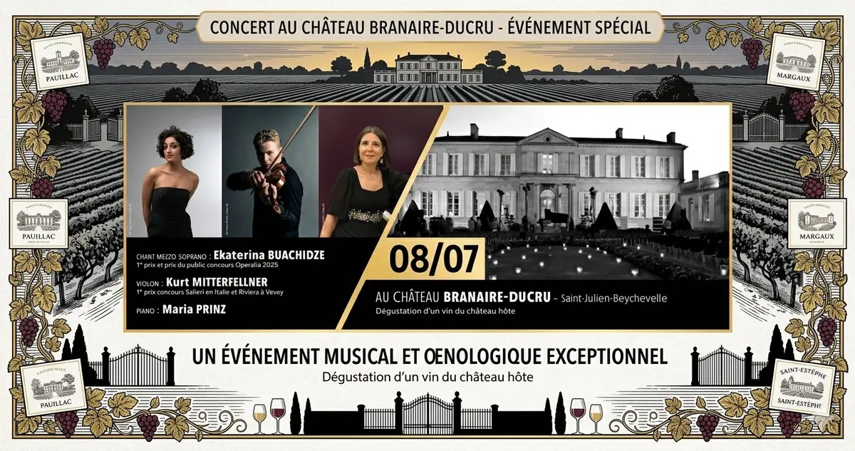 Les Estivales de Musique en Médoc au Château Branaire-Ducru : une Soirée Flamboyante Chant, Violon & Piano
