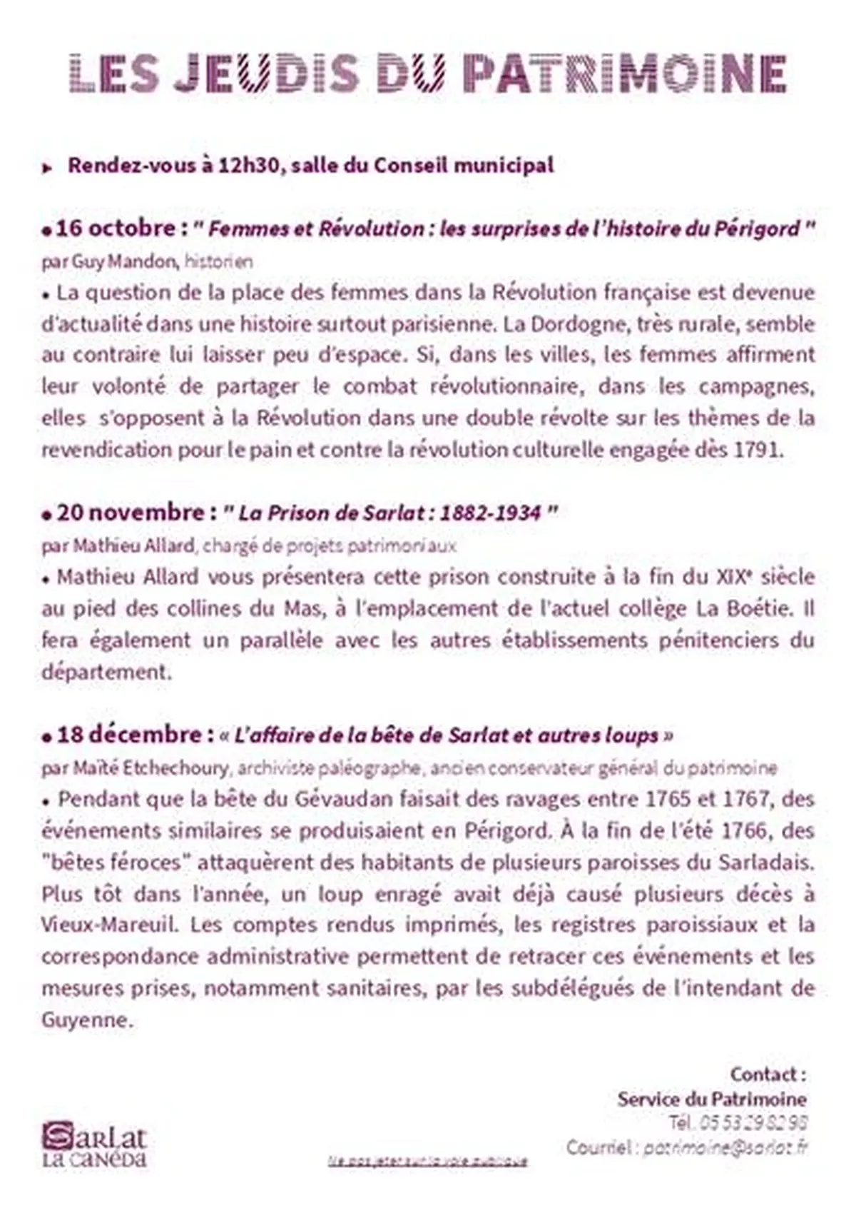 Les jeudis du Patrimoine