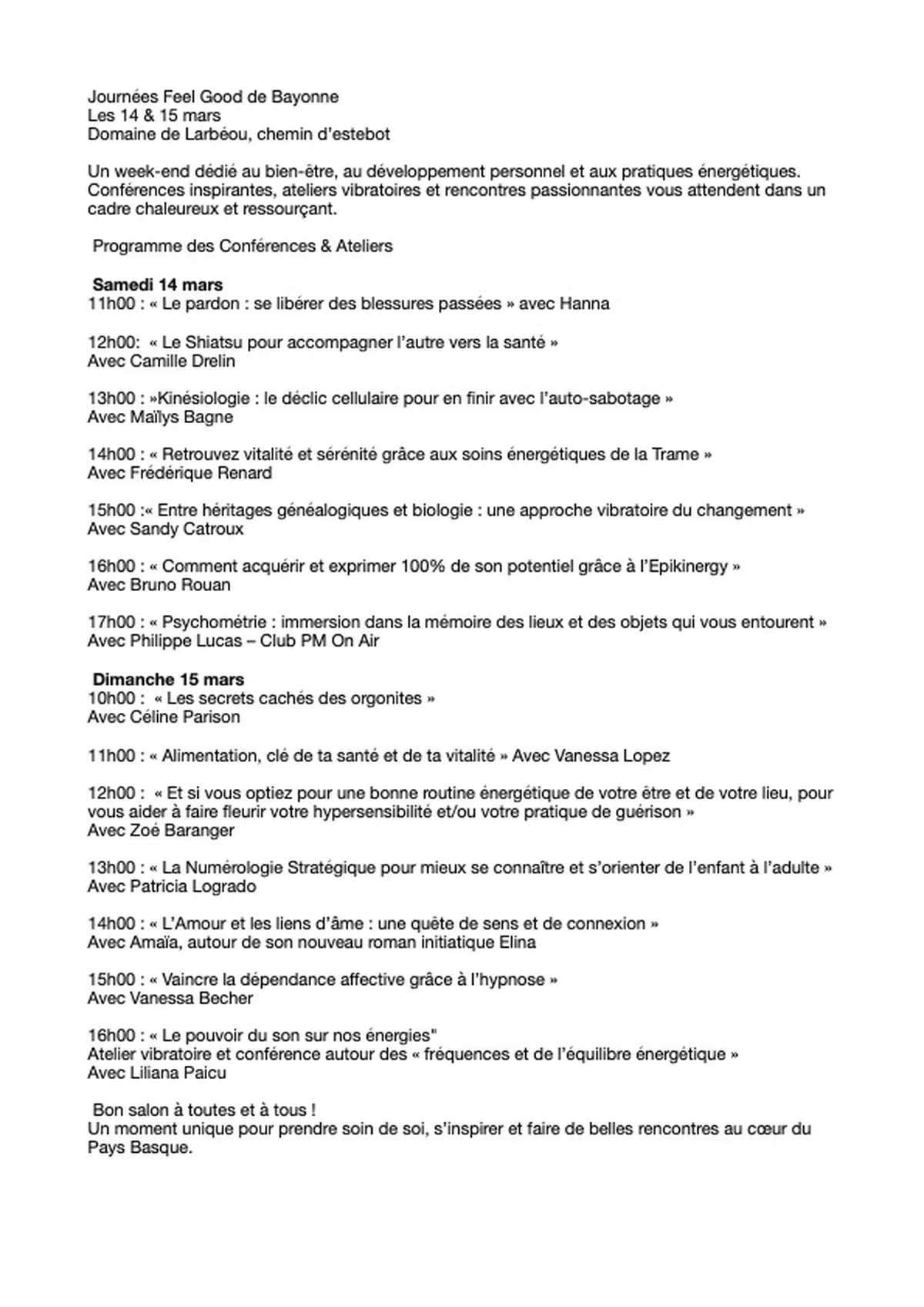 Les Journées Feel Good Bien-être de Bayonne