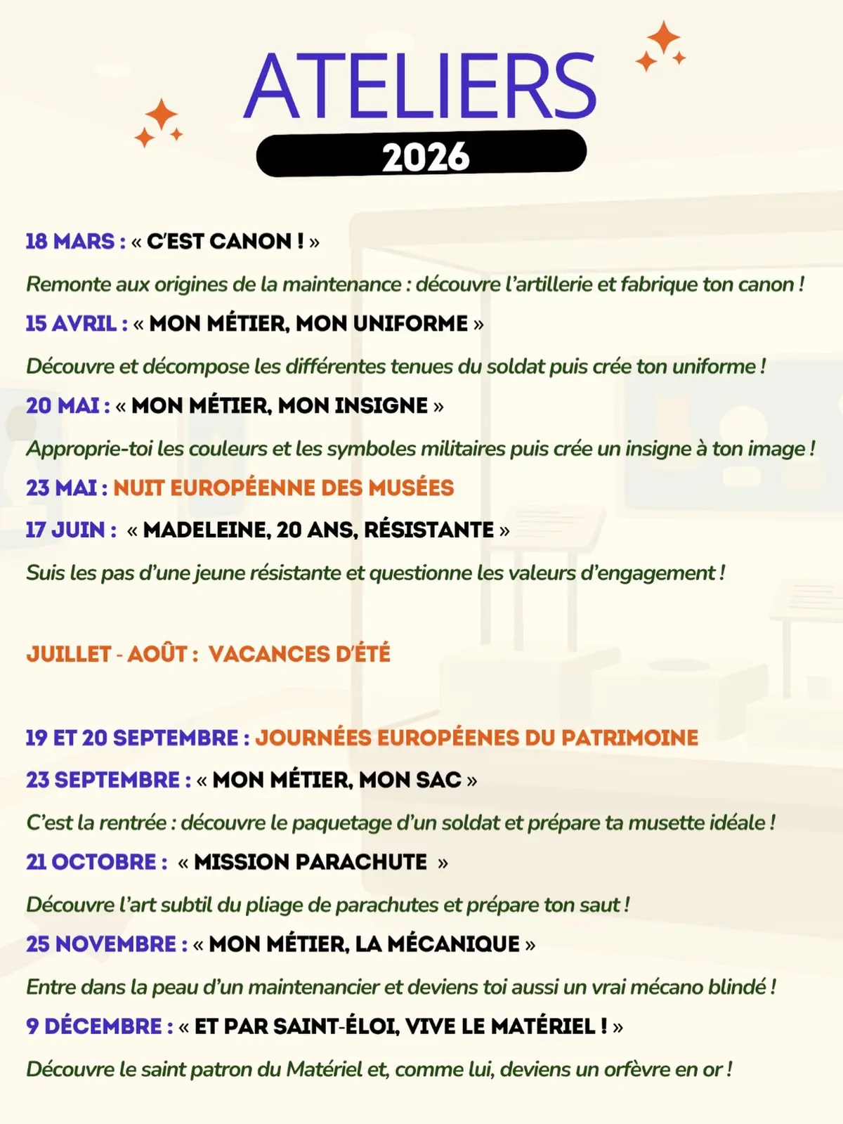 Les Mercredis au Musée - Atelier Mon Métier, Mon Uniforme