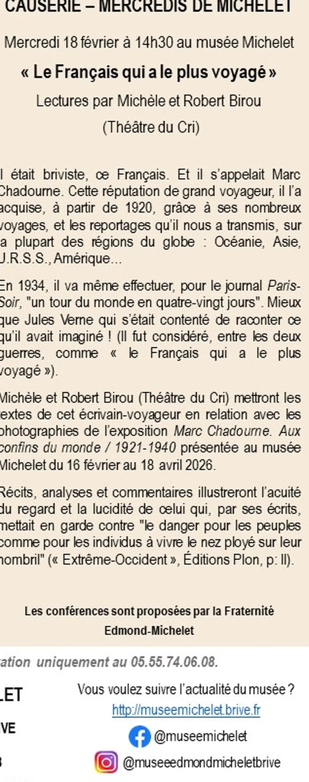 Les mercredis de Michelet: Le Français qui a le plus voyagé