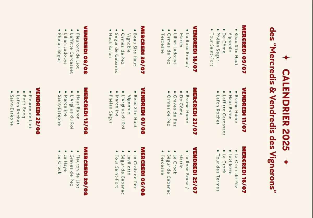 Les mercredis et vendredis du vigneron
