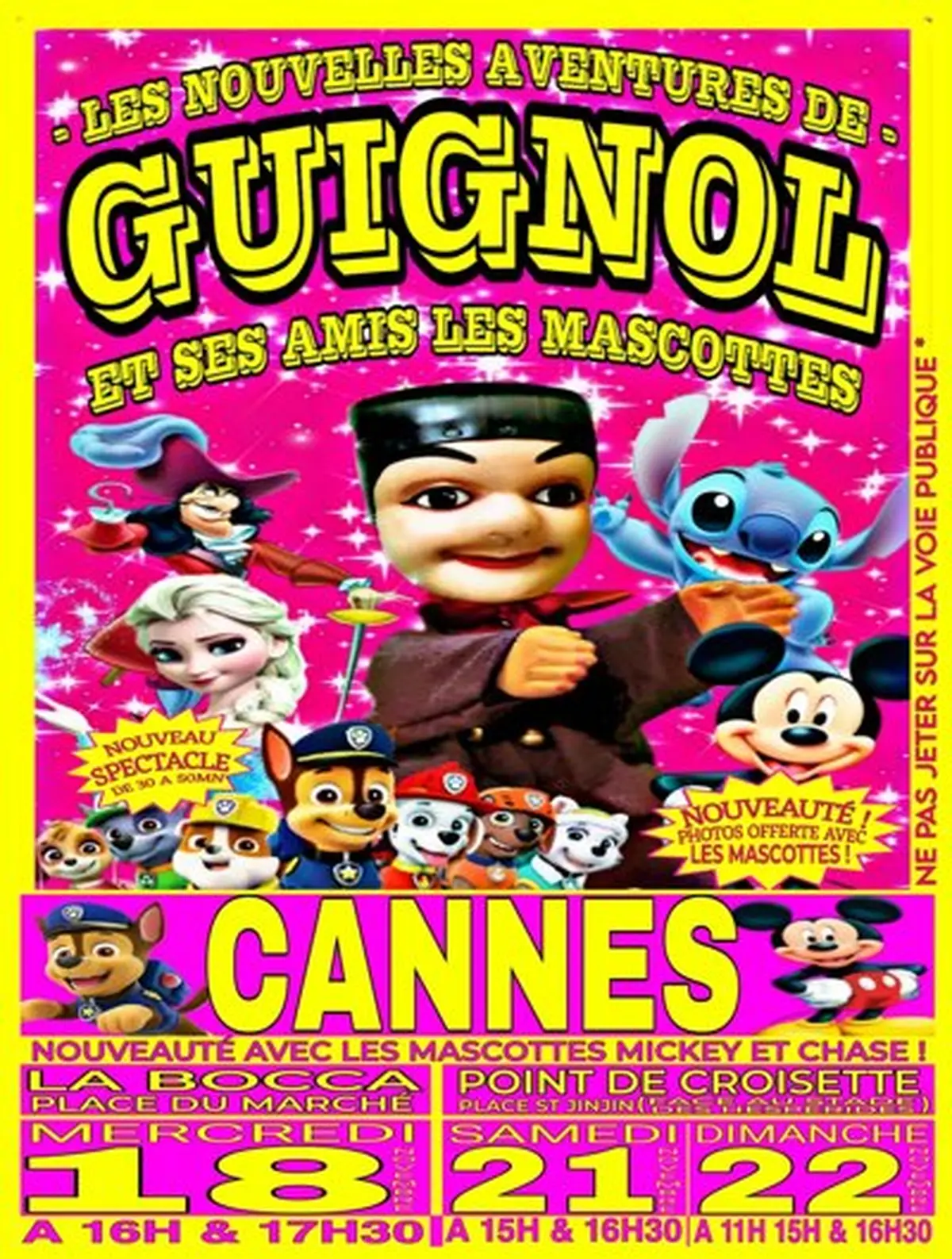 Les nouvelles aventures de Guignol et ses amis les mascottes à Cannes (Point de Croisette)