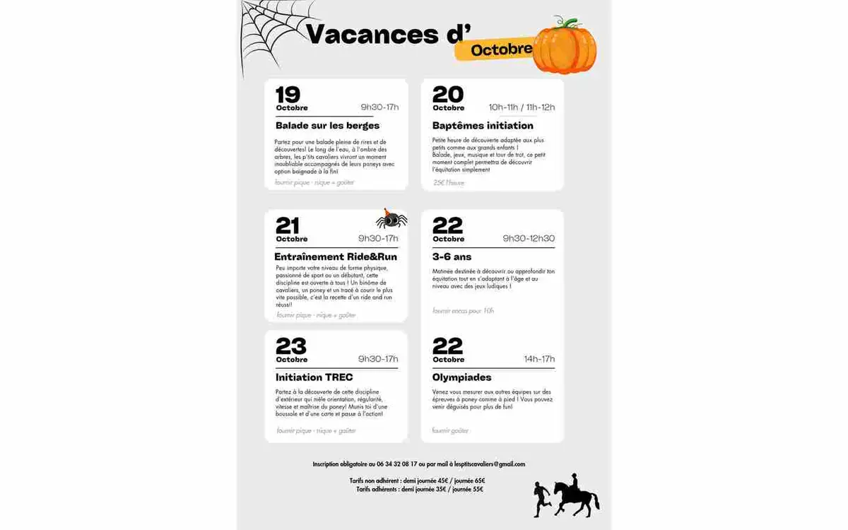 les P'tits cavaliers - animations vacances de la Toussaint