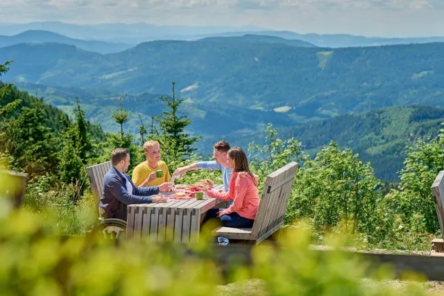 Un bon repas avec une vue panoramique sur la Forêt Noire