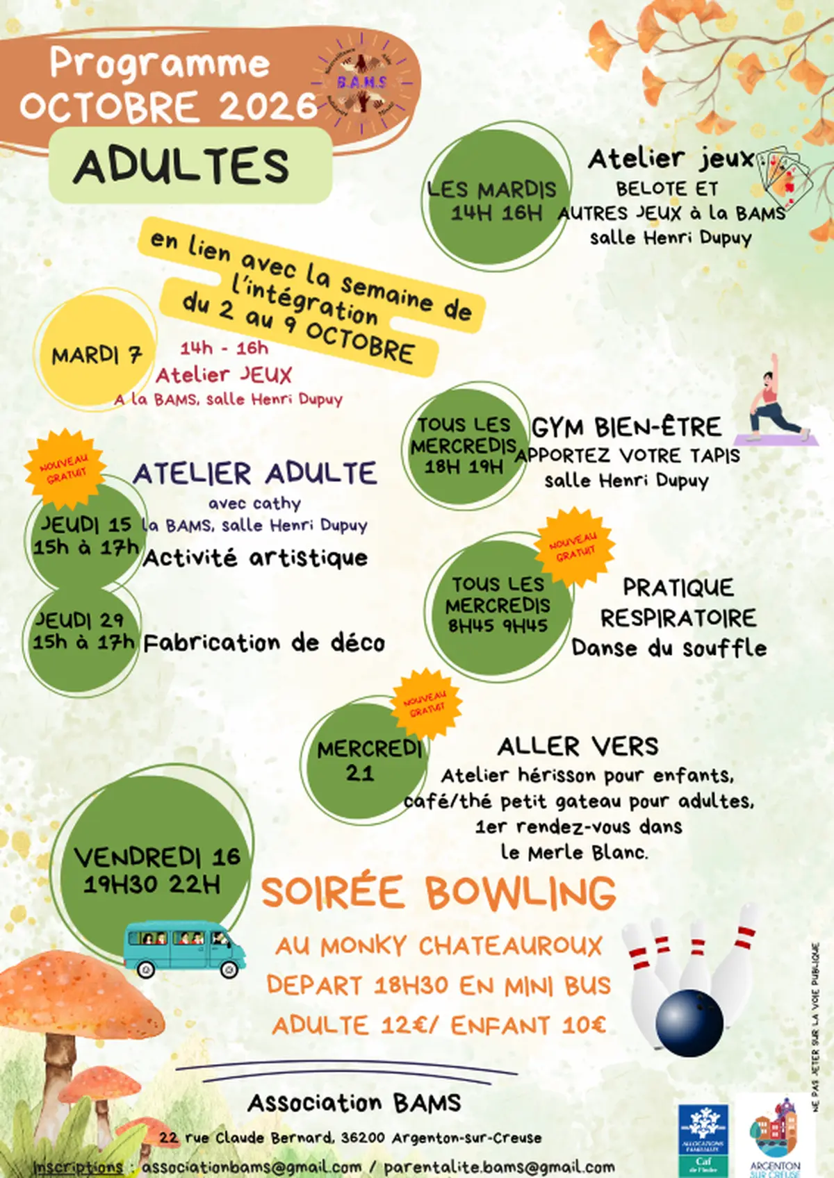 Les rendez-vous d'octobre à la BAMS