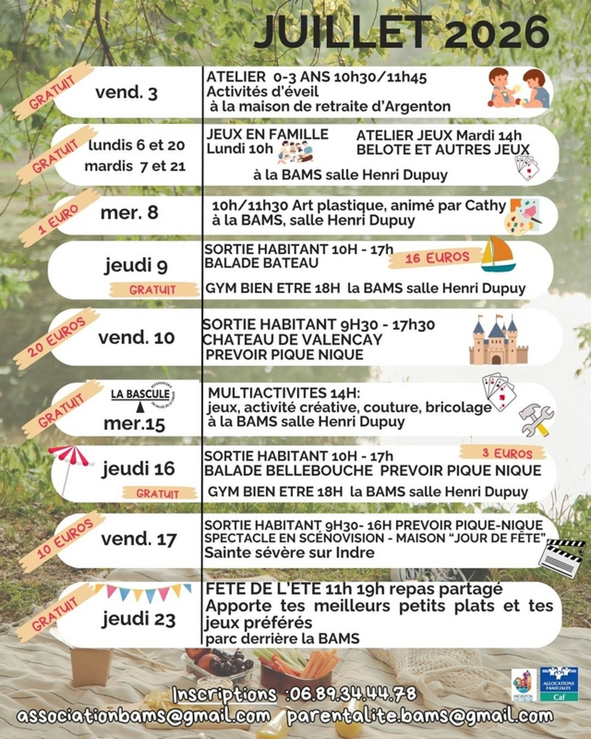 Les rendez-vous de l'été à la BAMS