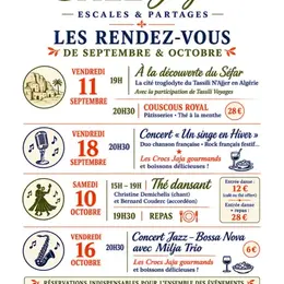 Les rendez-vous de septembre et octobre chez Jaja - Escales & partages