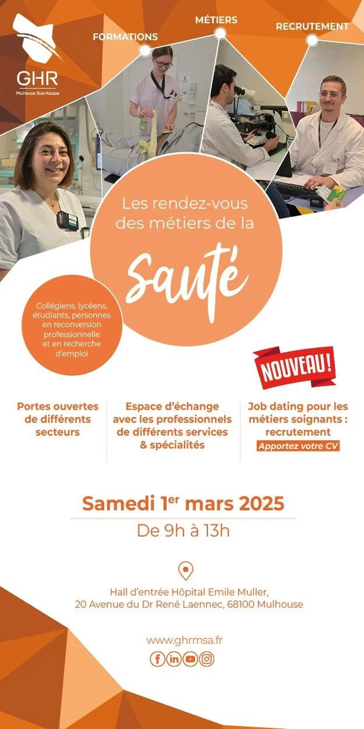Les rendez-vous des métiers de la santé au GHRMSA 