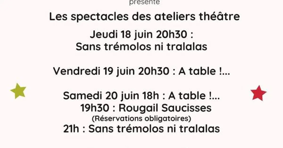 Les spectacles des ateliers thâtre du Moulin à Paroles
