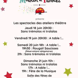 Les spectacles des ateliers thâtre du Moulin à Paroles