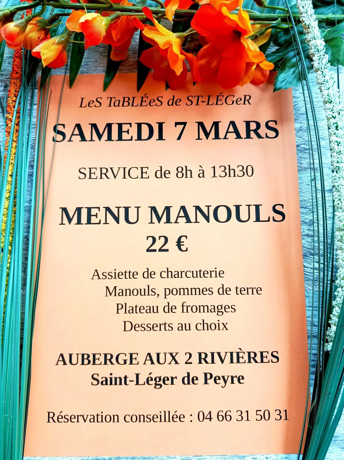 Les Tablées De St Léger - Menu Manouls
