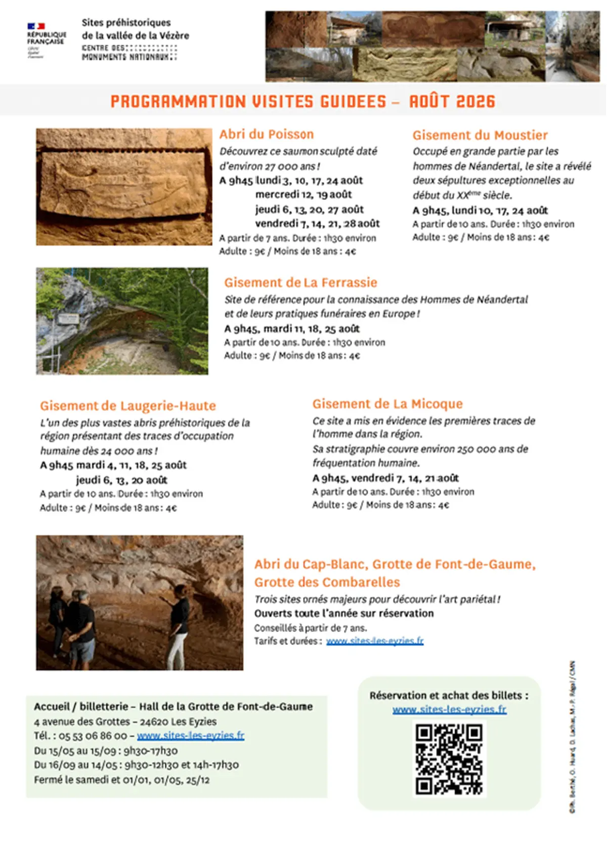 Les vacances d'août sur les Sites préhistoriques de la vallée de la Vézère