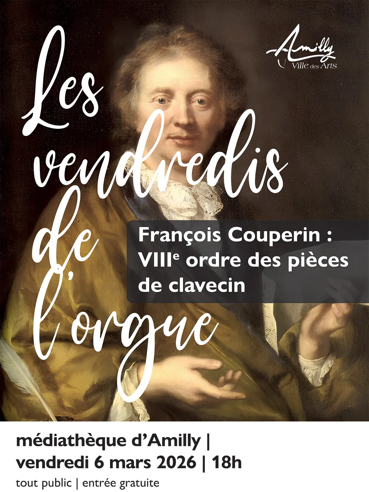 Les vendredis de l’orgue délocalisés à la médiathèque : « Francois Couperin »