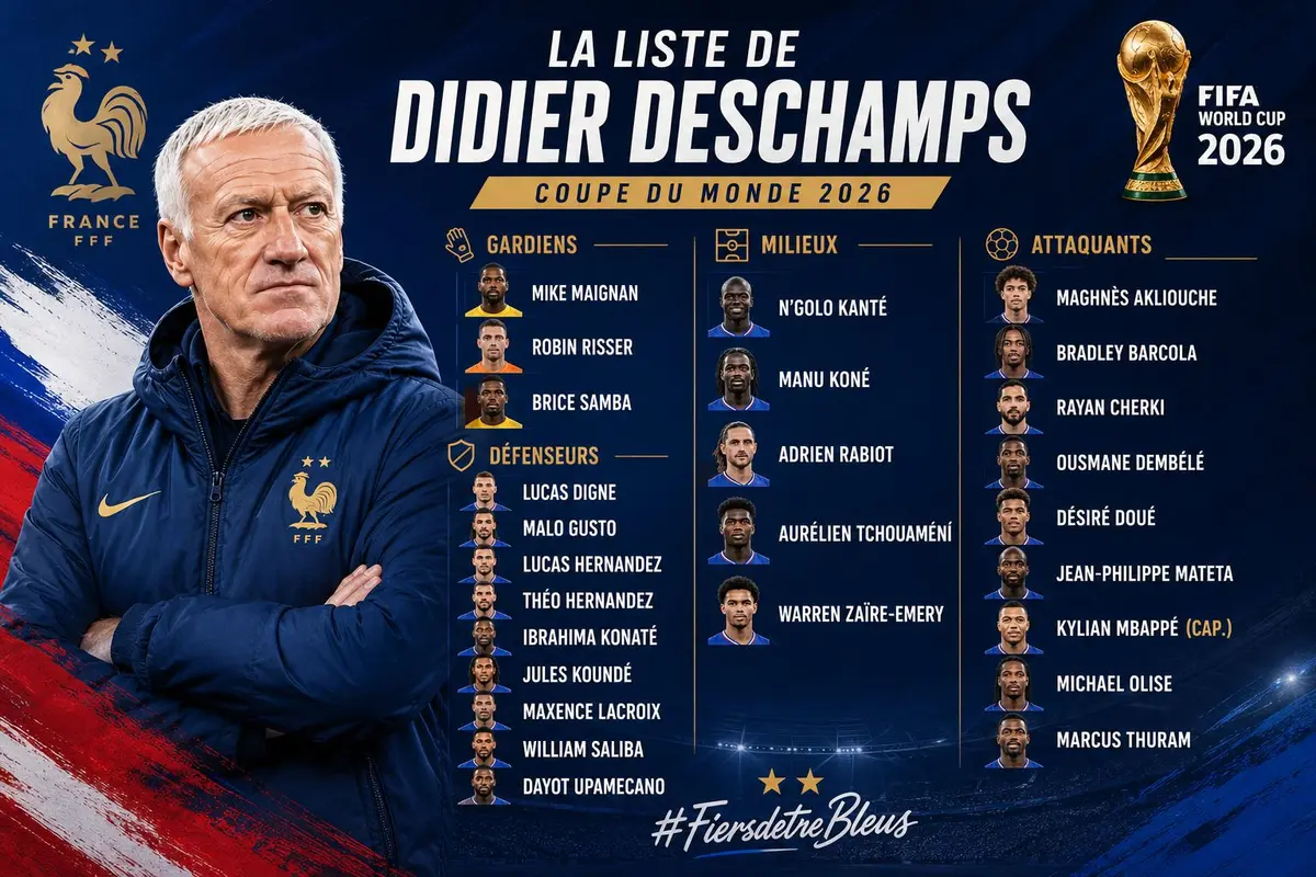 Liste des 26 joueurs de l'équipe de France pour la Coupe du Monde 2026