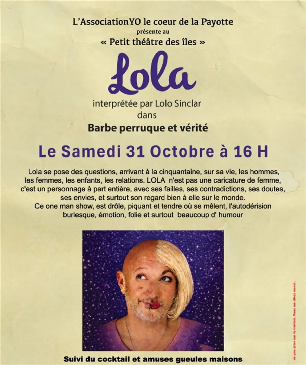 Lolo Sinclar dans Barbe, perruque et vérité