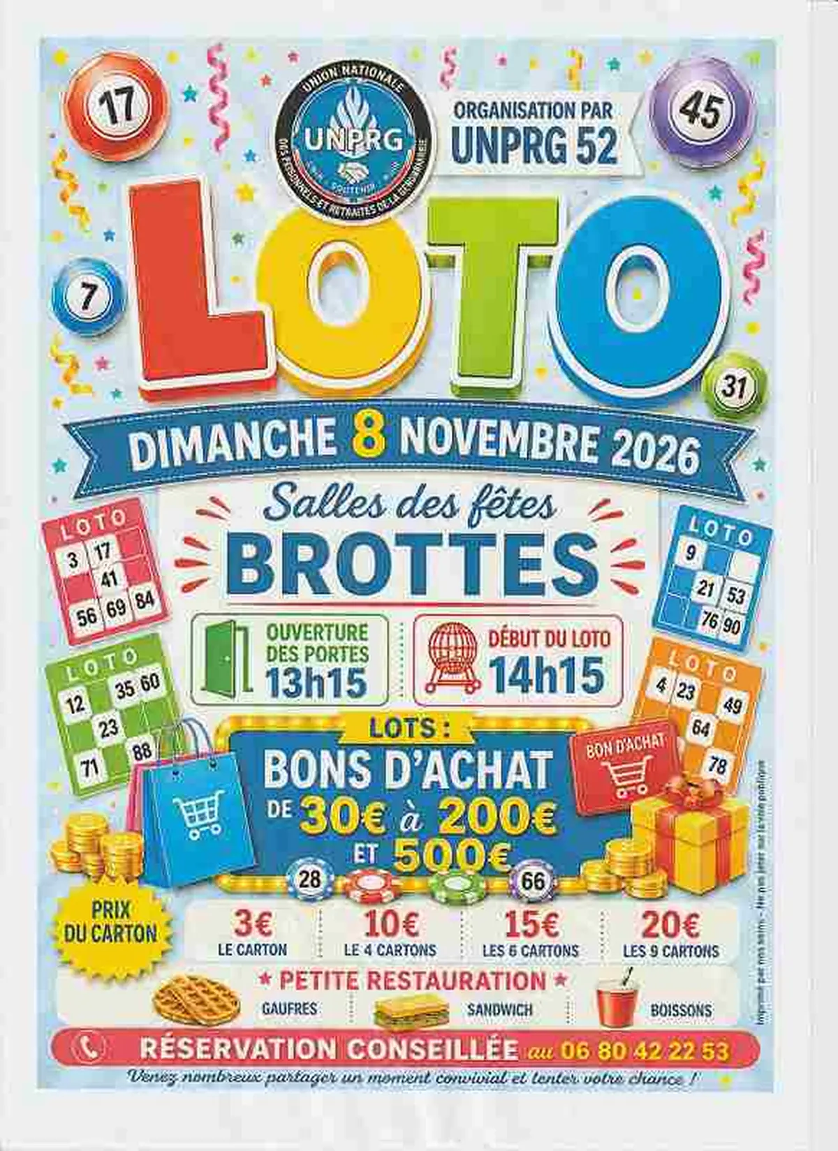 Loto à la salle des fêtes de Brottes