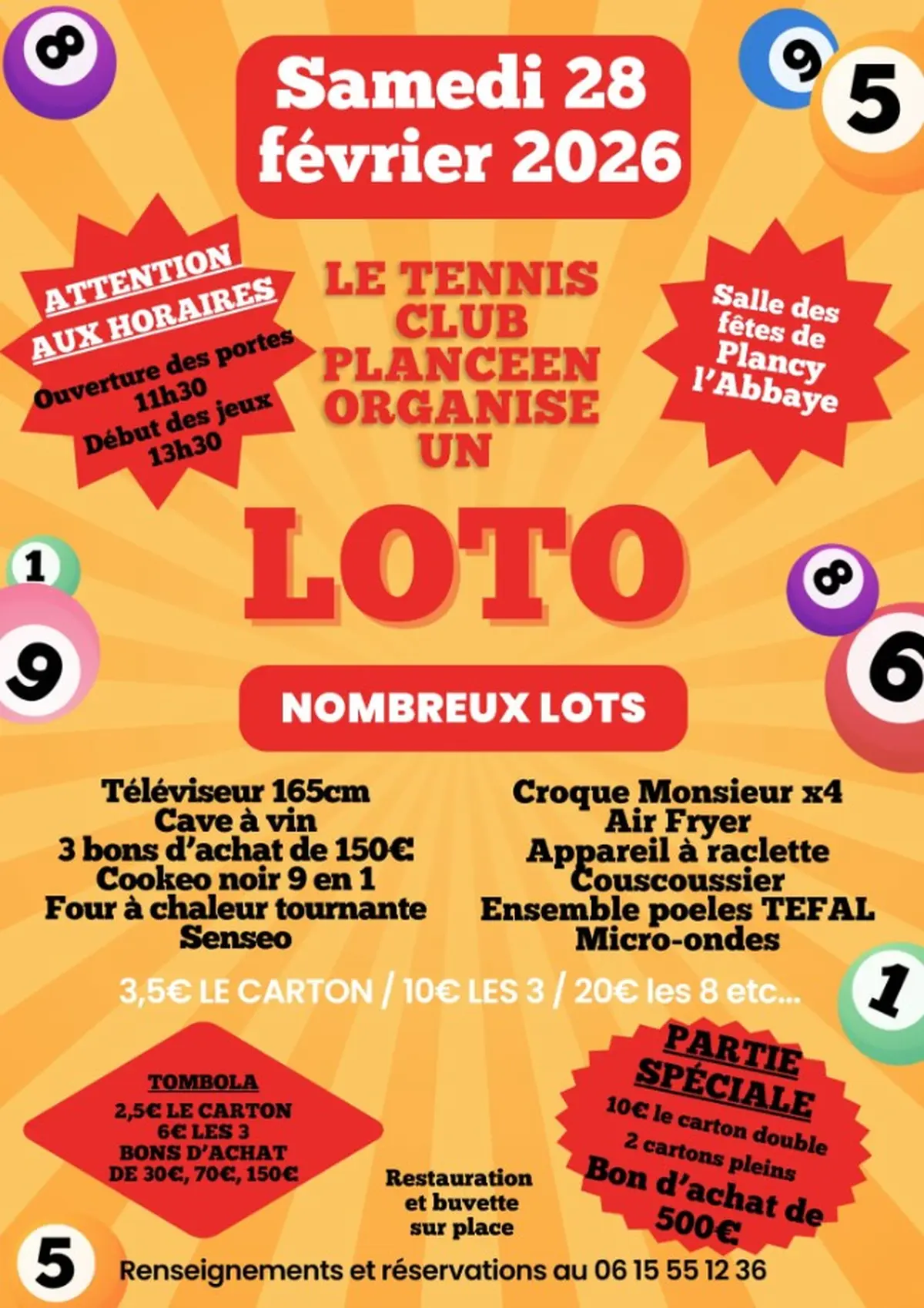 Loto à la salle des fêtes de Plancy-l'Abbaye