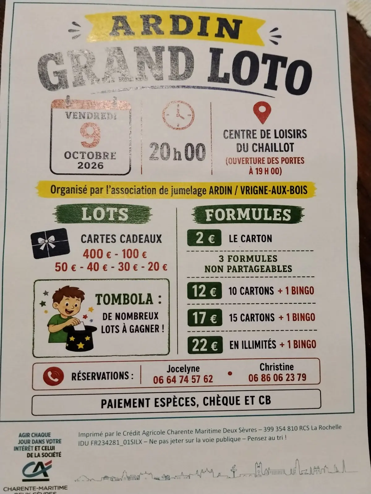 Loto - Association de jumelage ARDIN / VRIGNE AUX BOIS