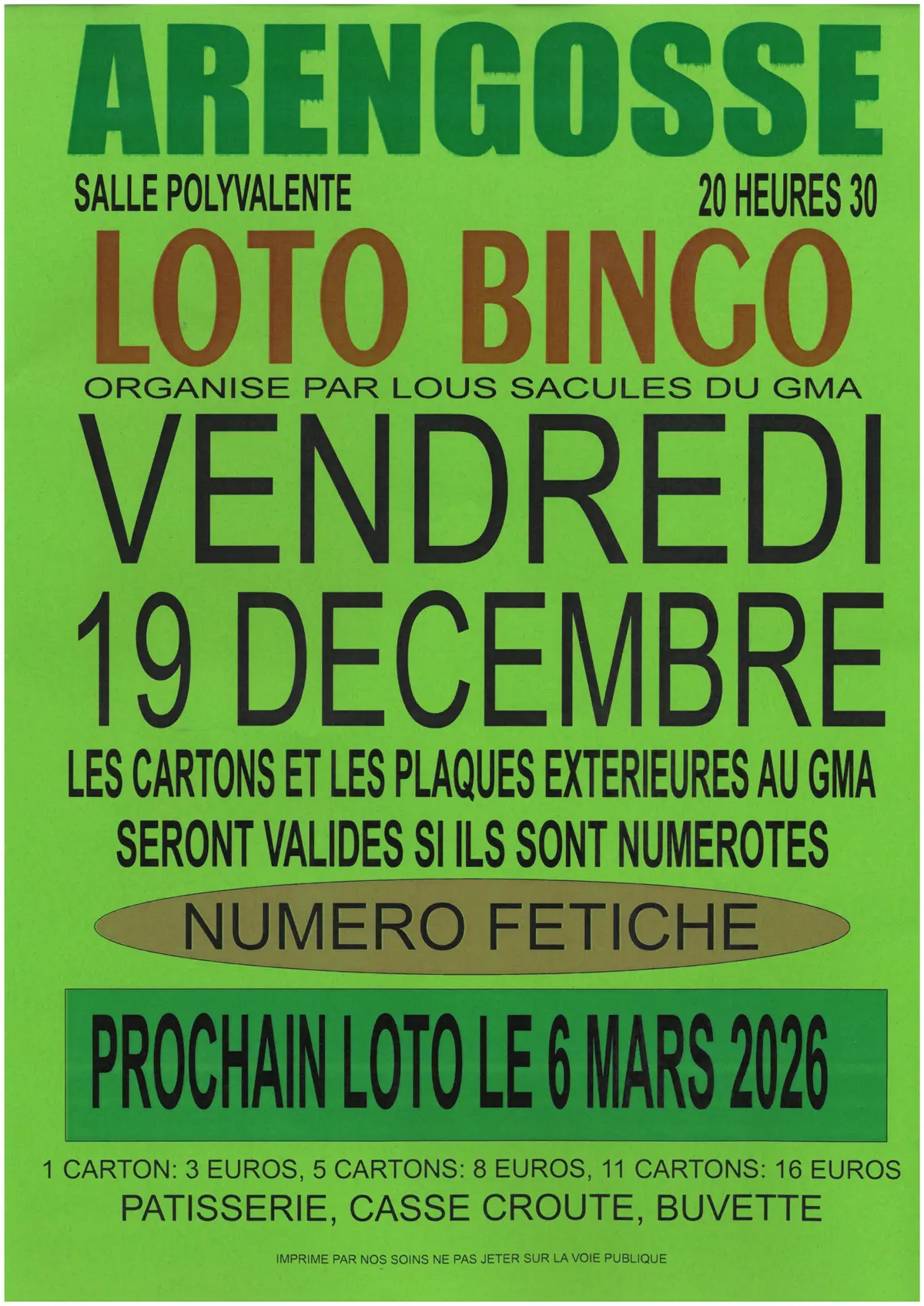 Loto Bingo Lous Sacules du GMA