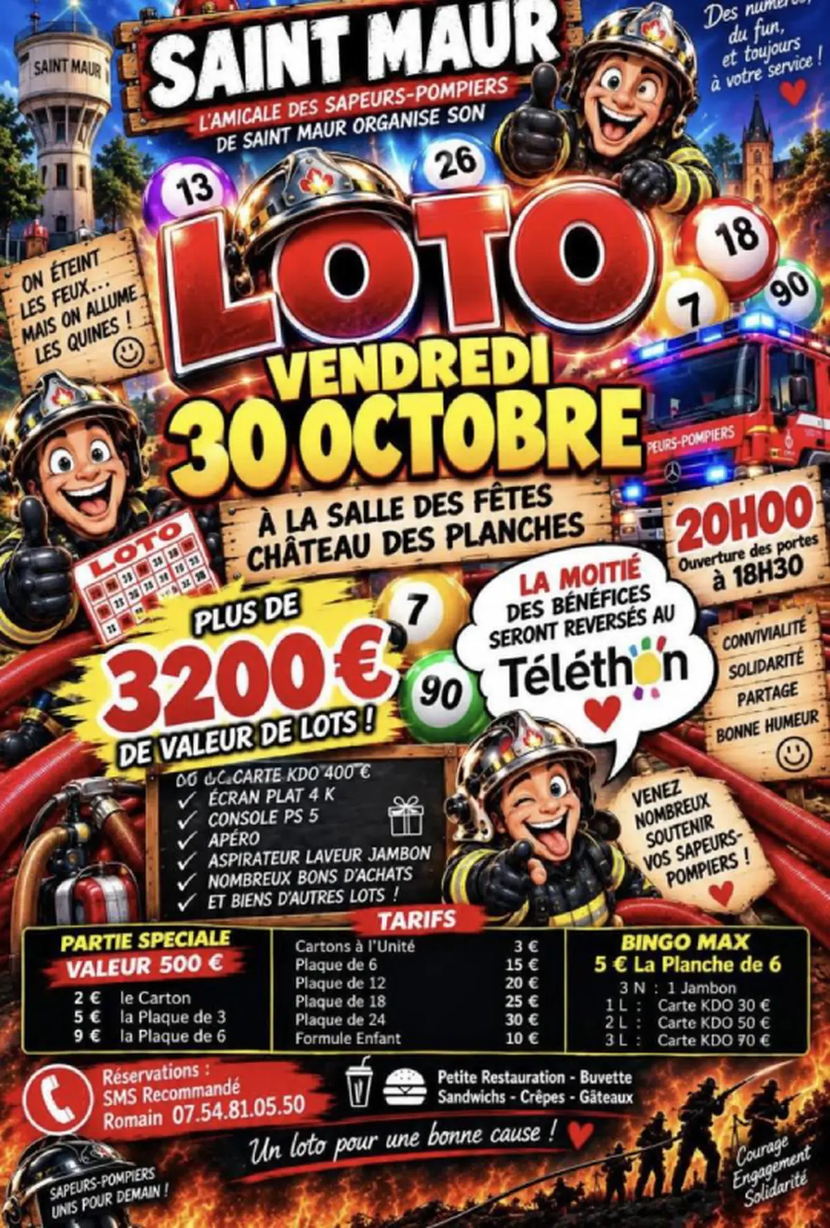 Loto de l’amicale des Pompiers de Saint-Maur et téléthon