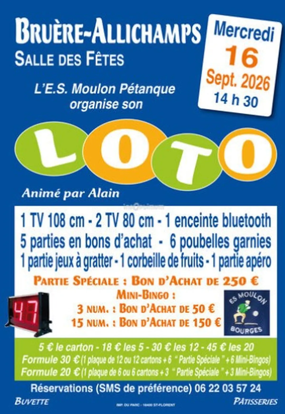 Loto de l'E.S. Moulon Pétanque