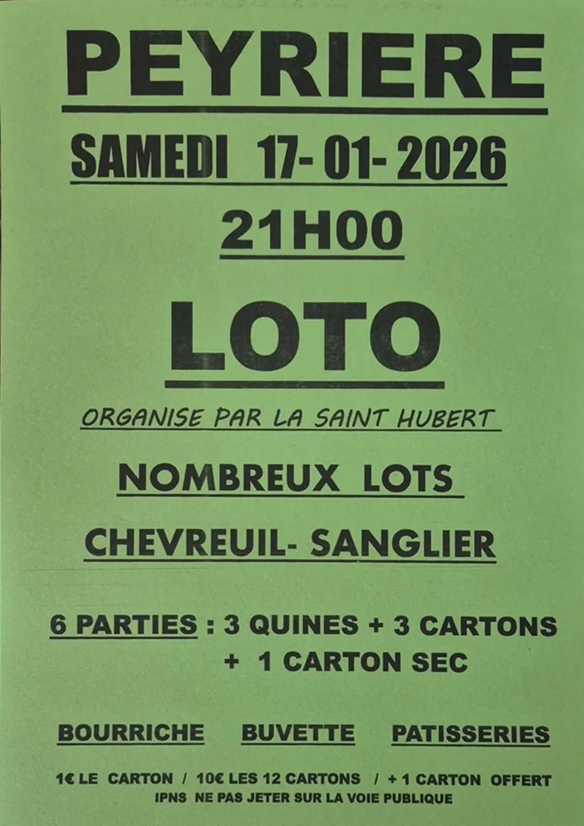 Loto de la Société de chasse