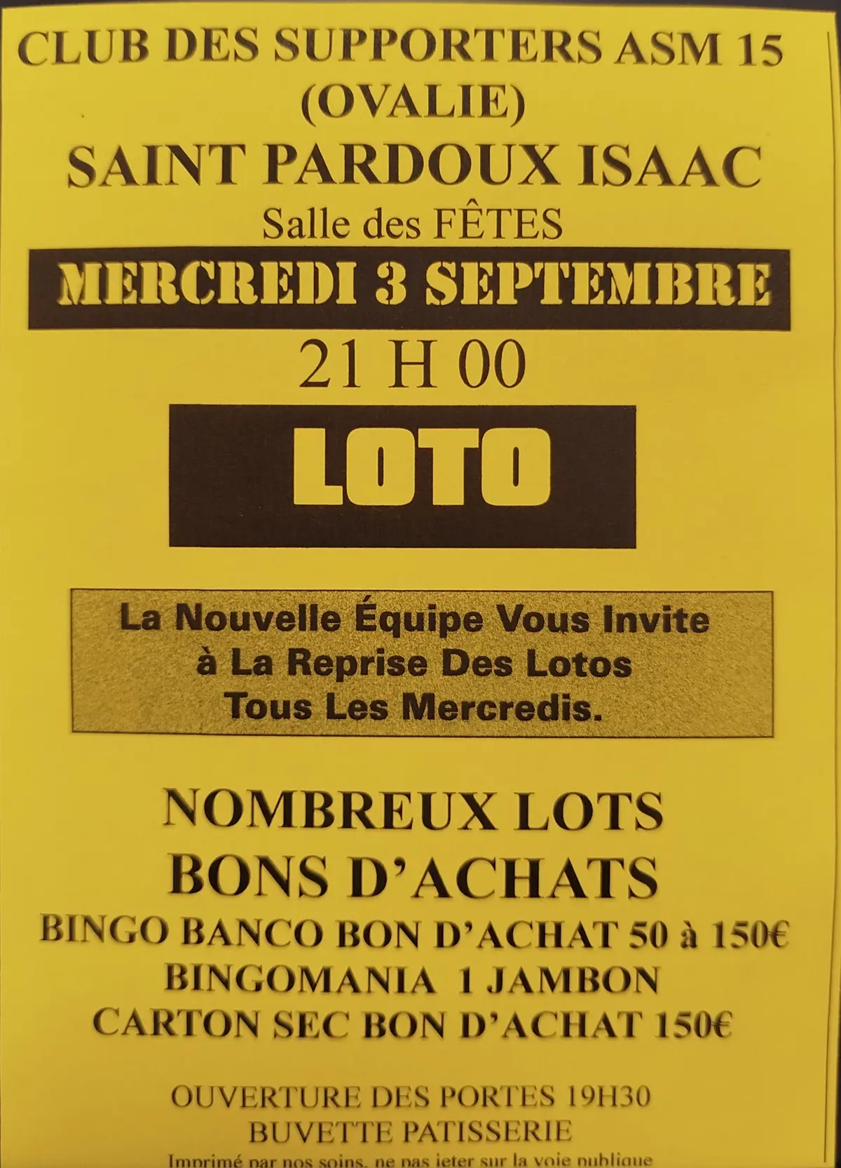 Loto des supporters de l'ASM XV