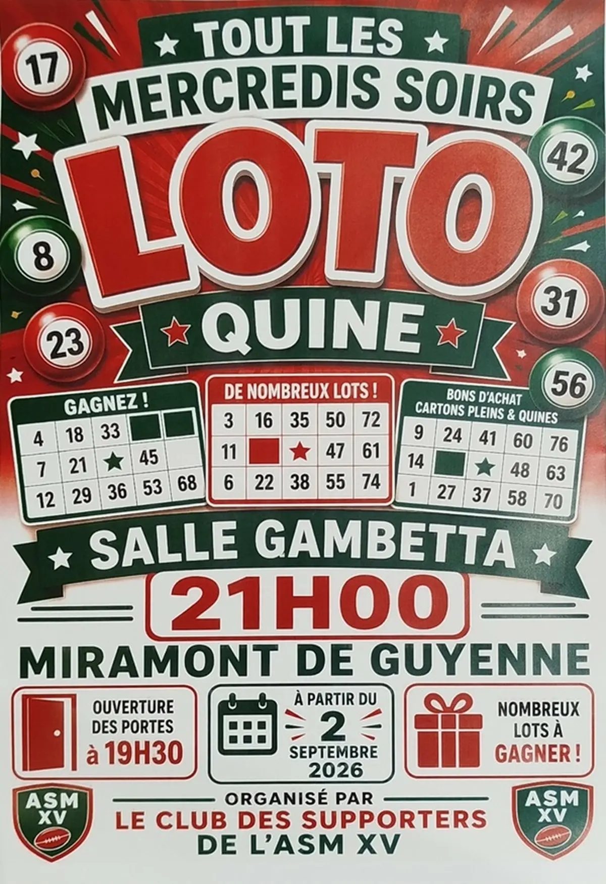 Loto du club des supporters de l'ASM XV