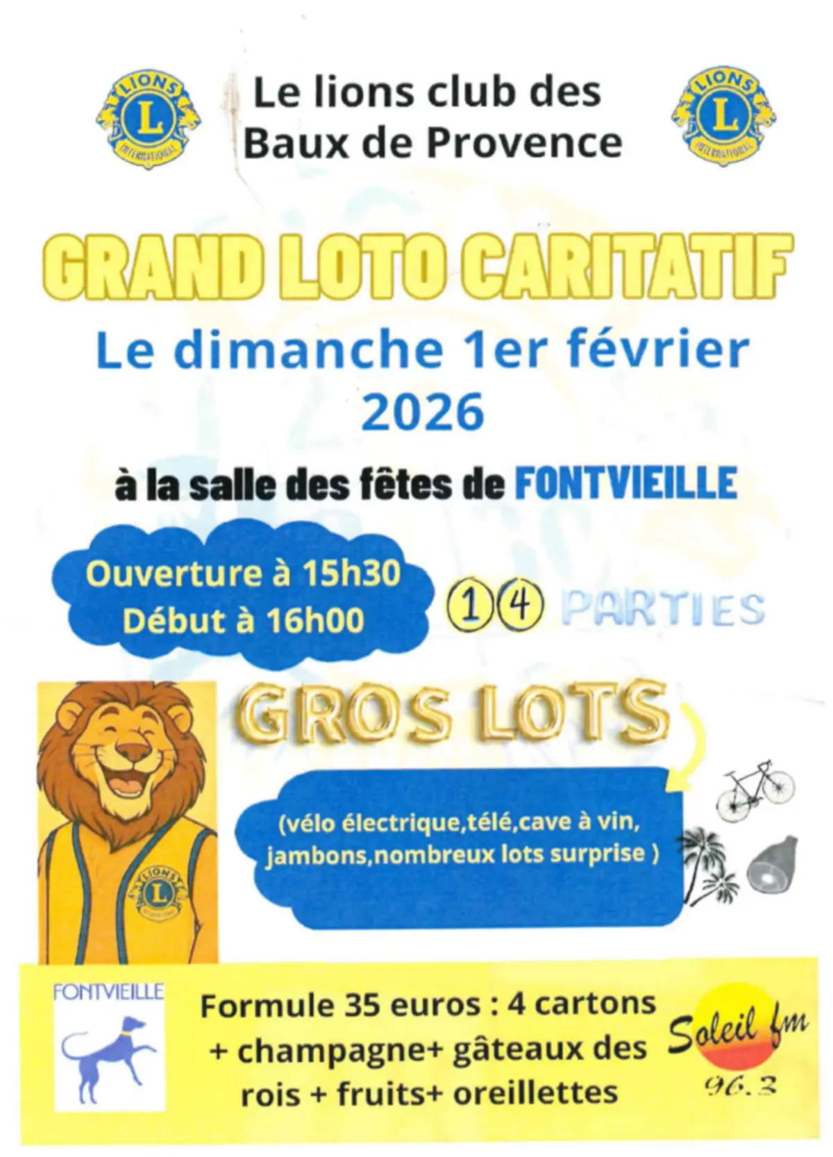 Loto du Lions Club des Baux de Provence - Salle Polyvalente Fontvieille