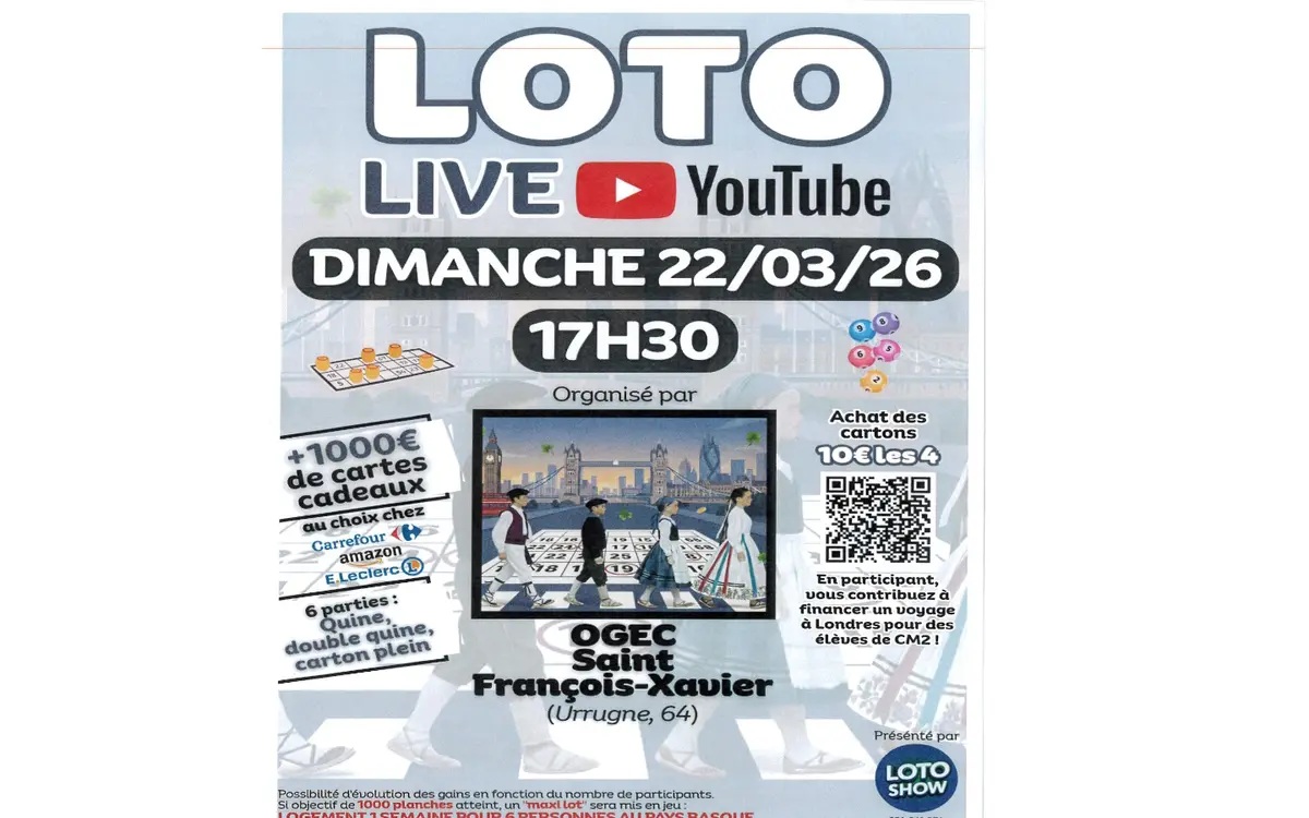 Loto Live Youtube de l'école Saint François Xavier