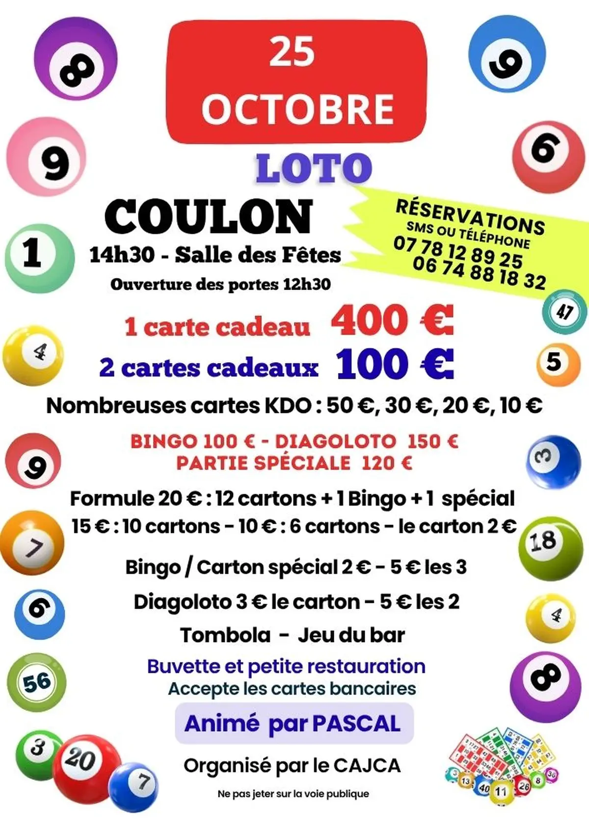 Loto organisé par le CAJCA à Coulon