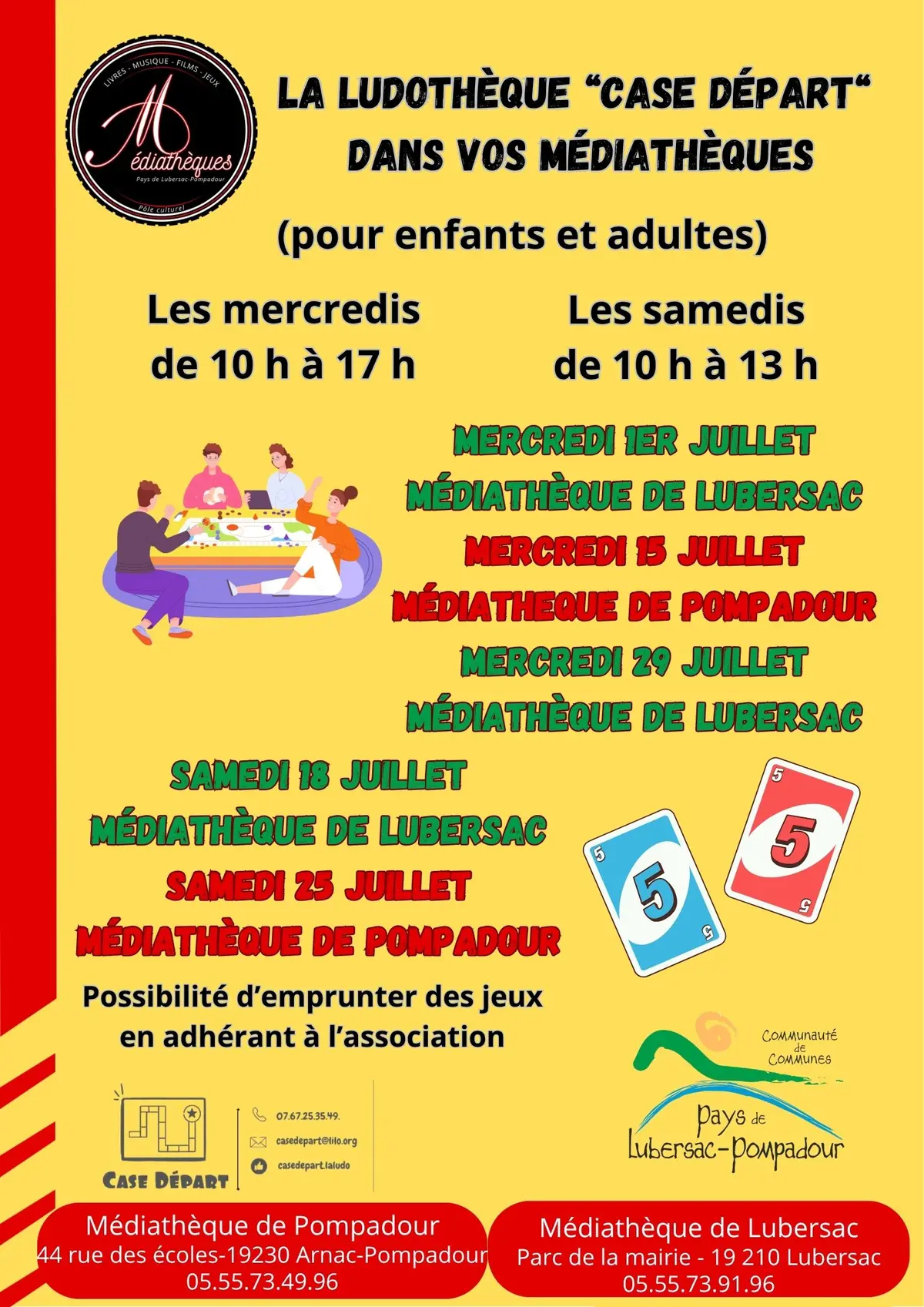 Ludothèque case départ à la médiathèque de Pompadour
