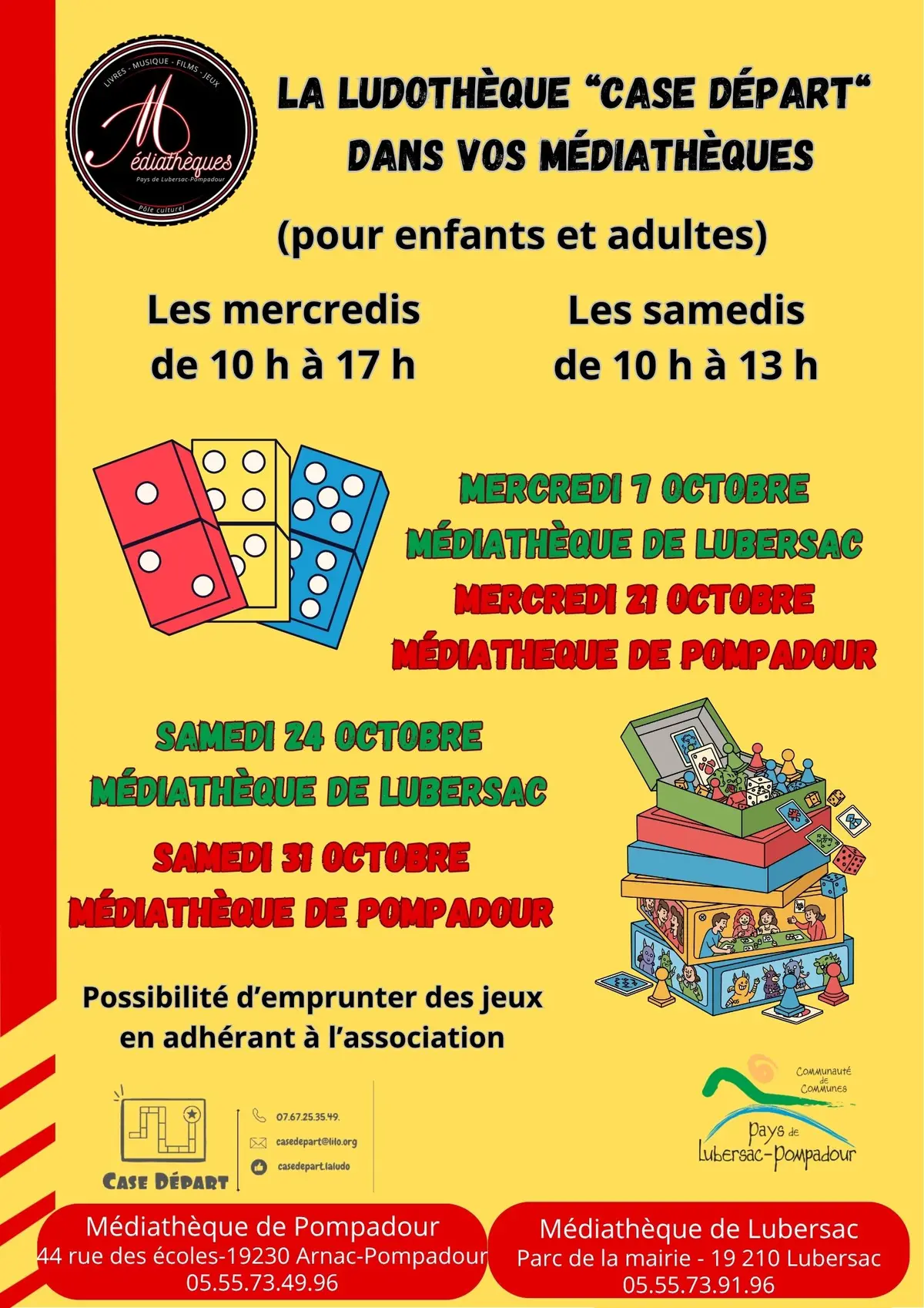 Ludothèque case départ à la médiathèque de Pompadour