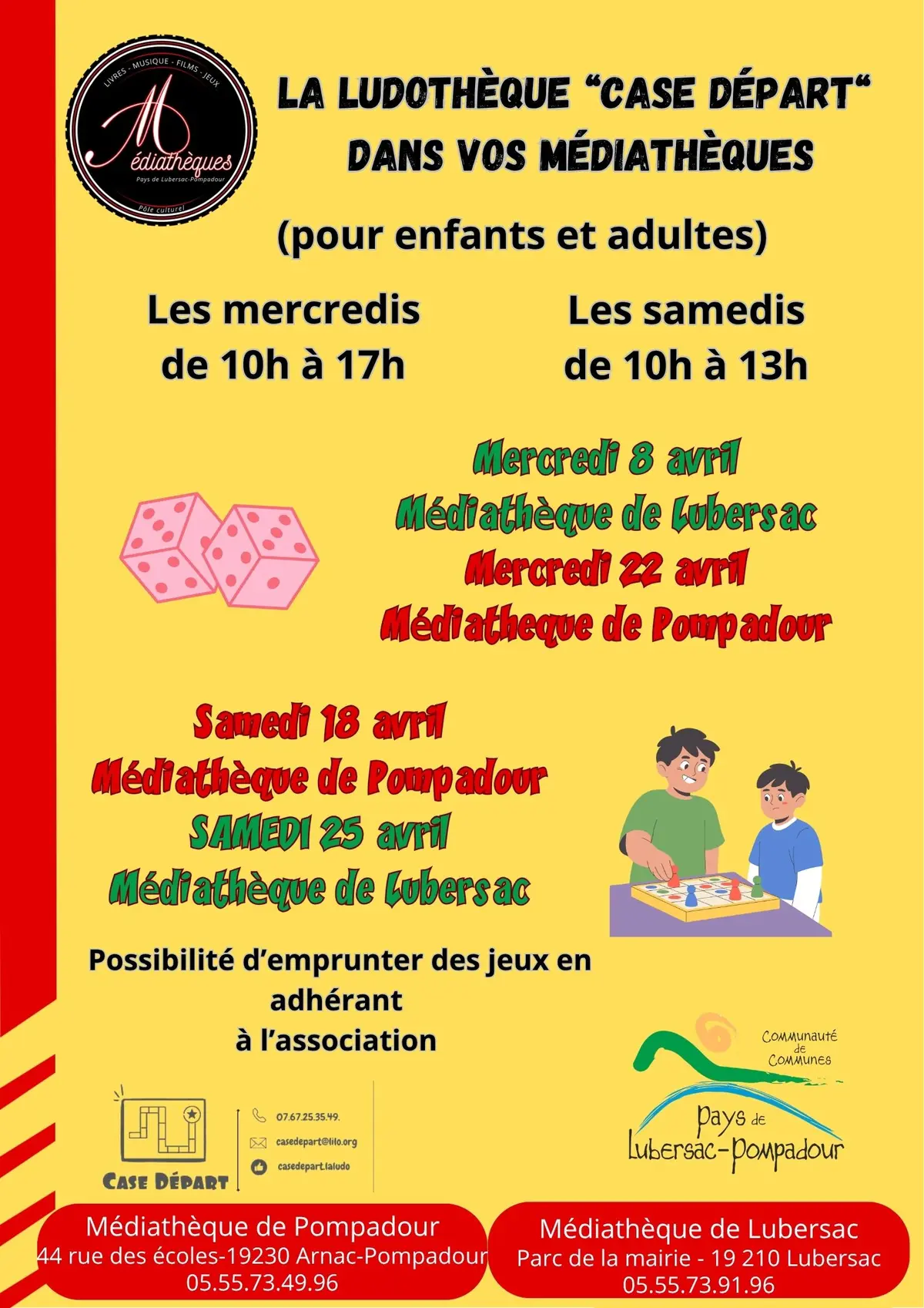 Ludothèque case départ à la médiathèque de Pompadour