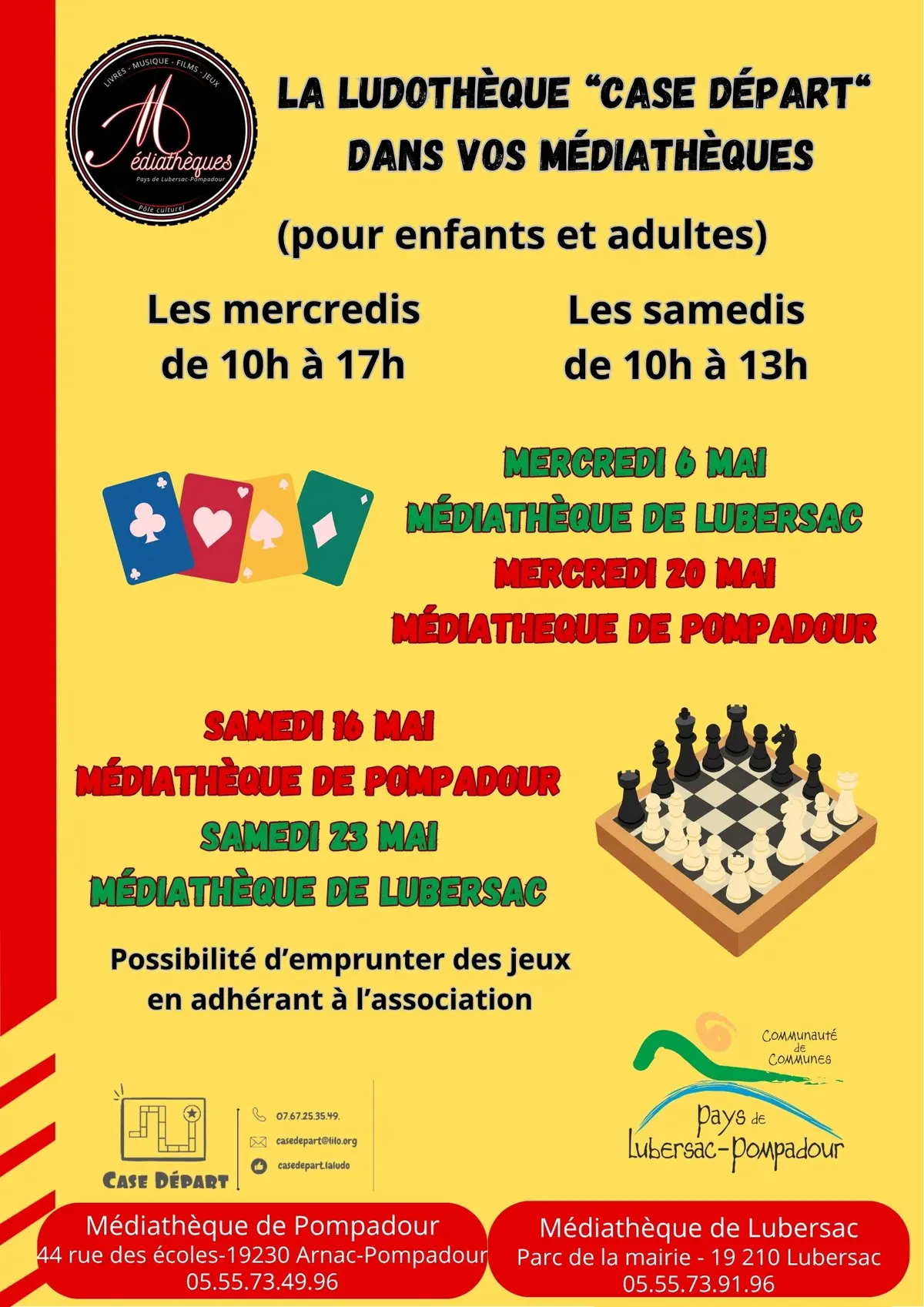 Ludothèque case départ à la médiathèque de Pompadour