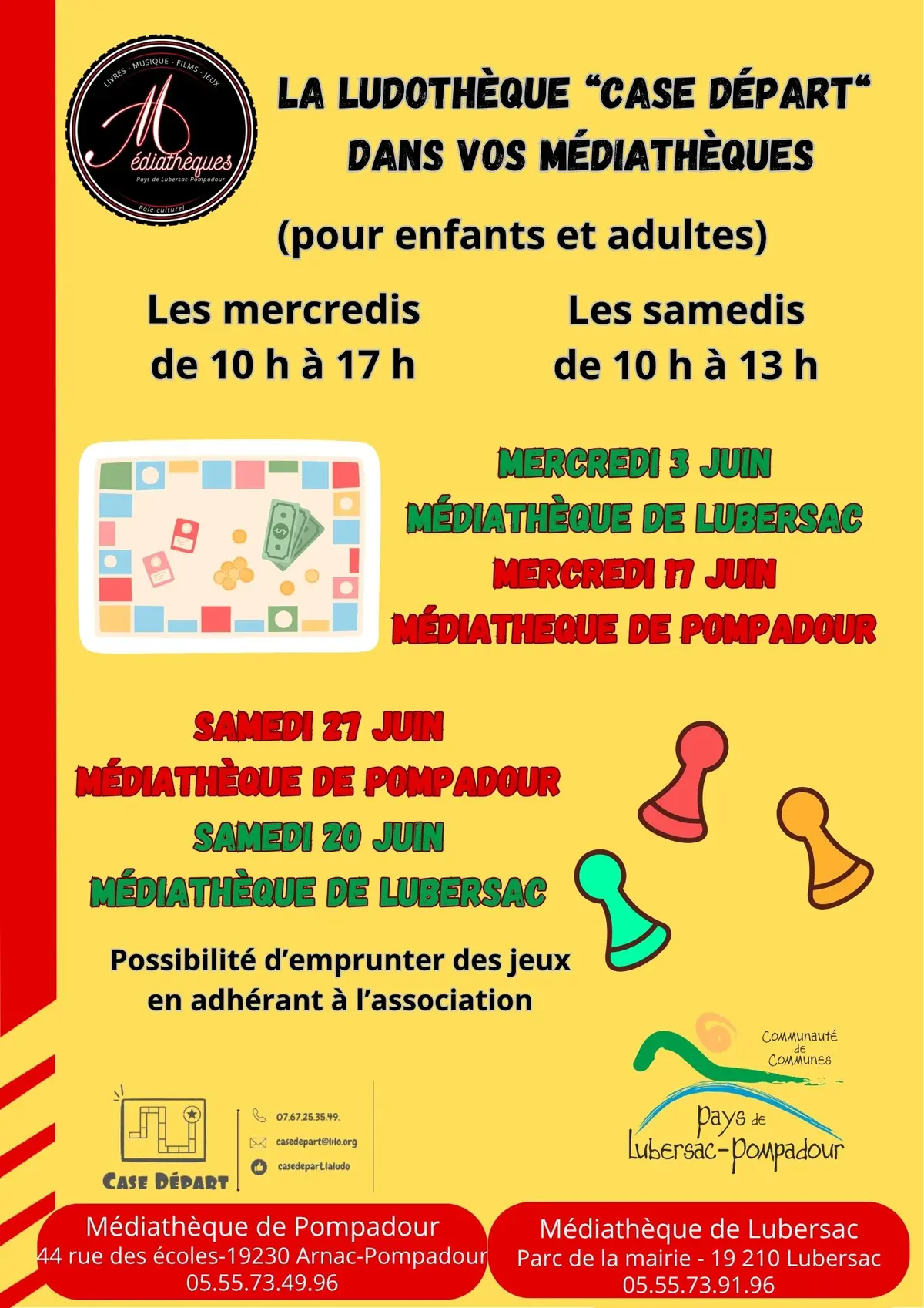 Ludothèque case départ à la médiathèque de Pompadour