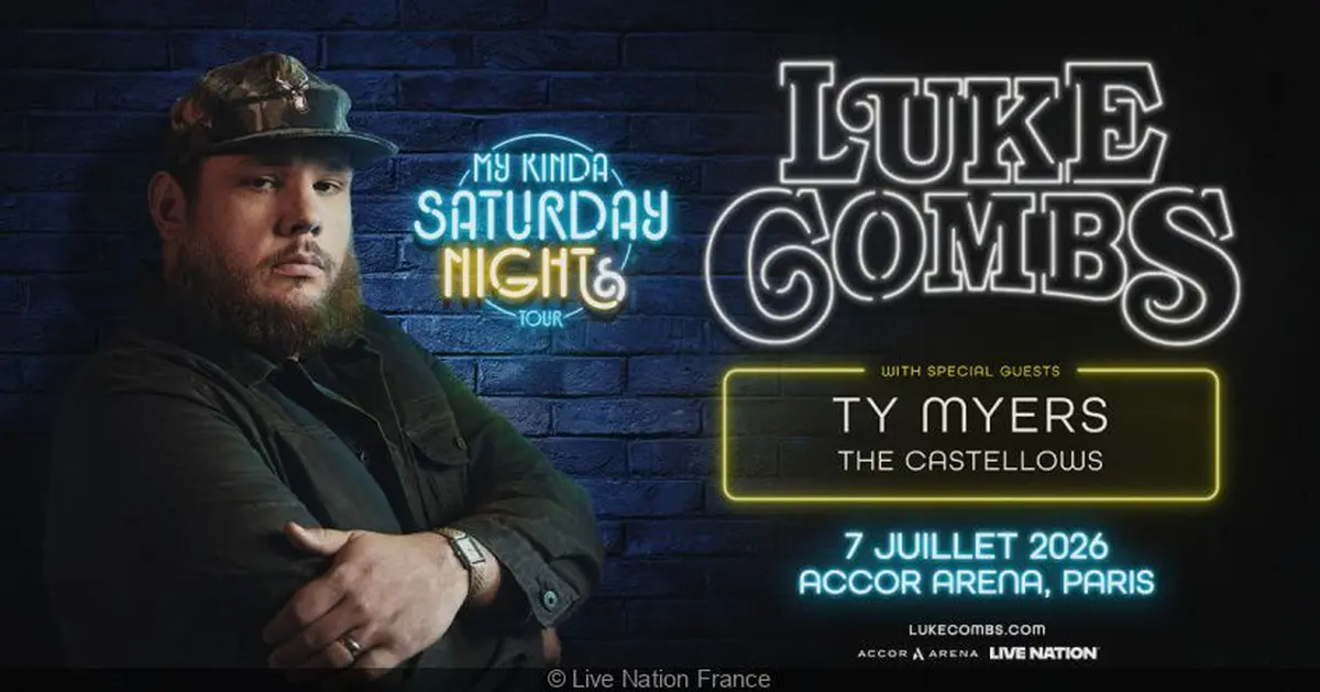 Luke Combs et son My Kinda Saturday Night Tour sera à l'Accor Arena en juillet 2026