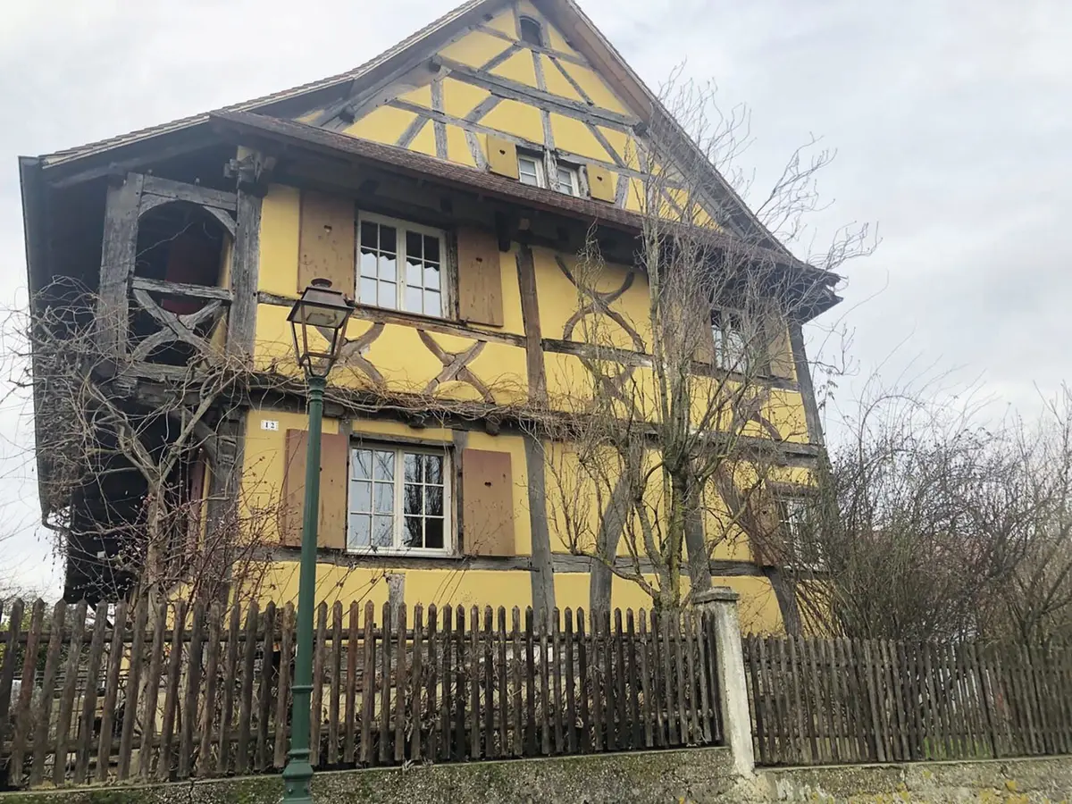 Maison Renaissance en poutres de chêne avec torchis et enduit à la chaux naturelle