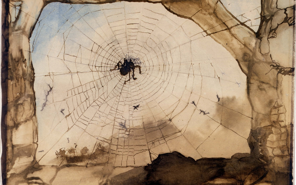 Vianden à travers une toile d'araignée, dessin de Victor Hugo