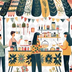Marché artisanal et feu d'artifice