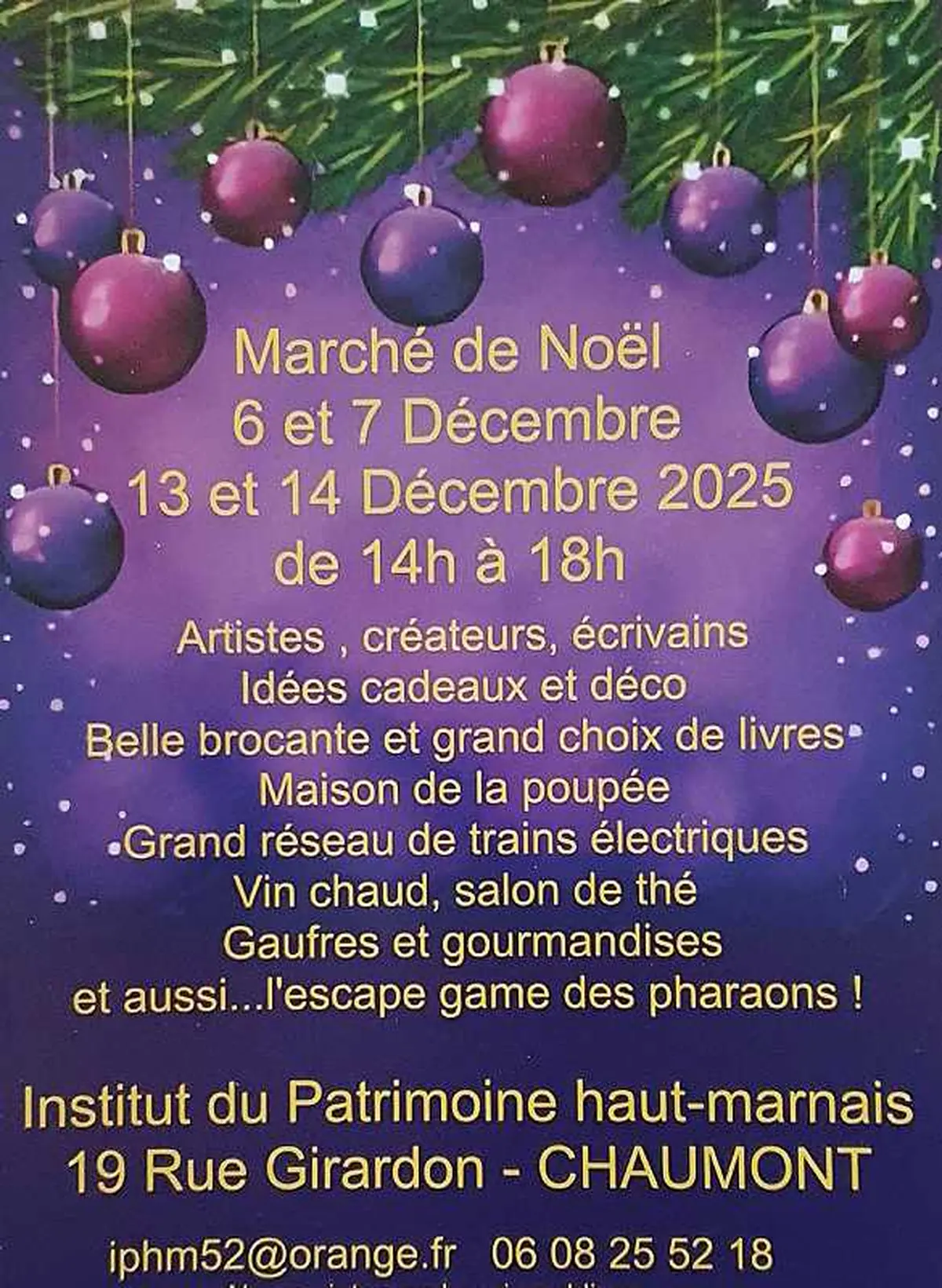 Marché de Noël 2025 Institut du Patrimoine Haut-Marnais