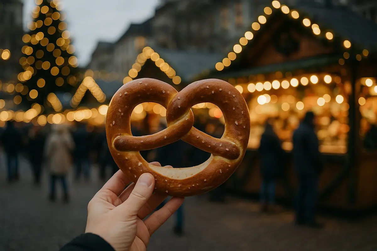 Le fameux bretzel alsacien à déguster sur le marché de Noël de la gare de l'Est à Paris