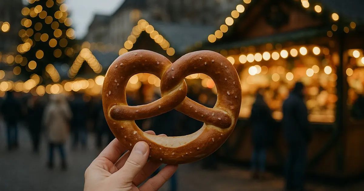 Le fameux bretzel alsacien à déguster sur le marché de Noël de la gare de l'Est à Paris