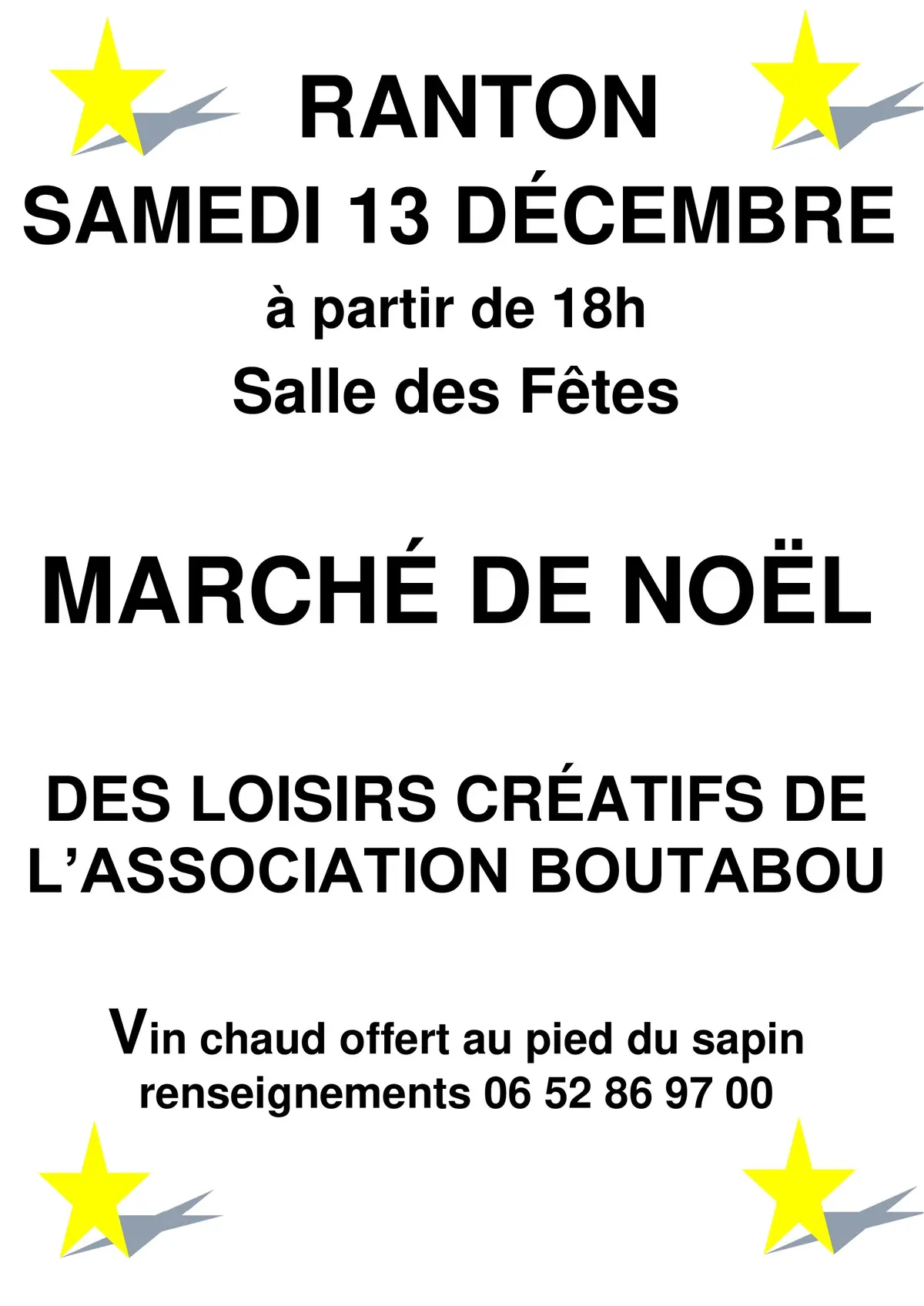 Marché de Noël de l'association BOUTABOU