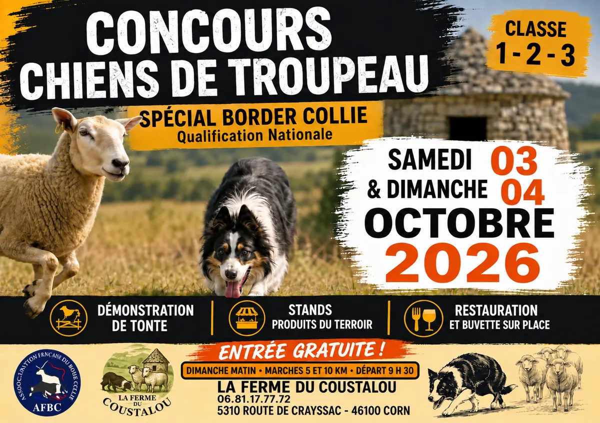 Marche de producteurs et concours de chiens de troupeau à Corn